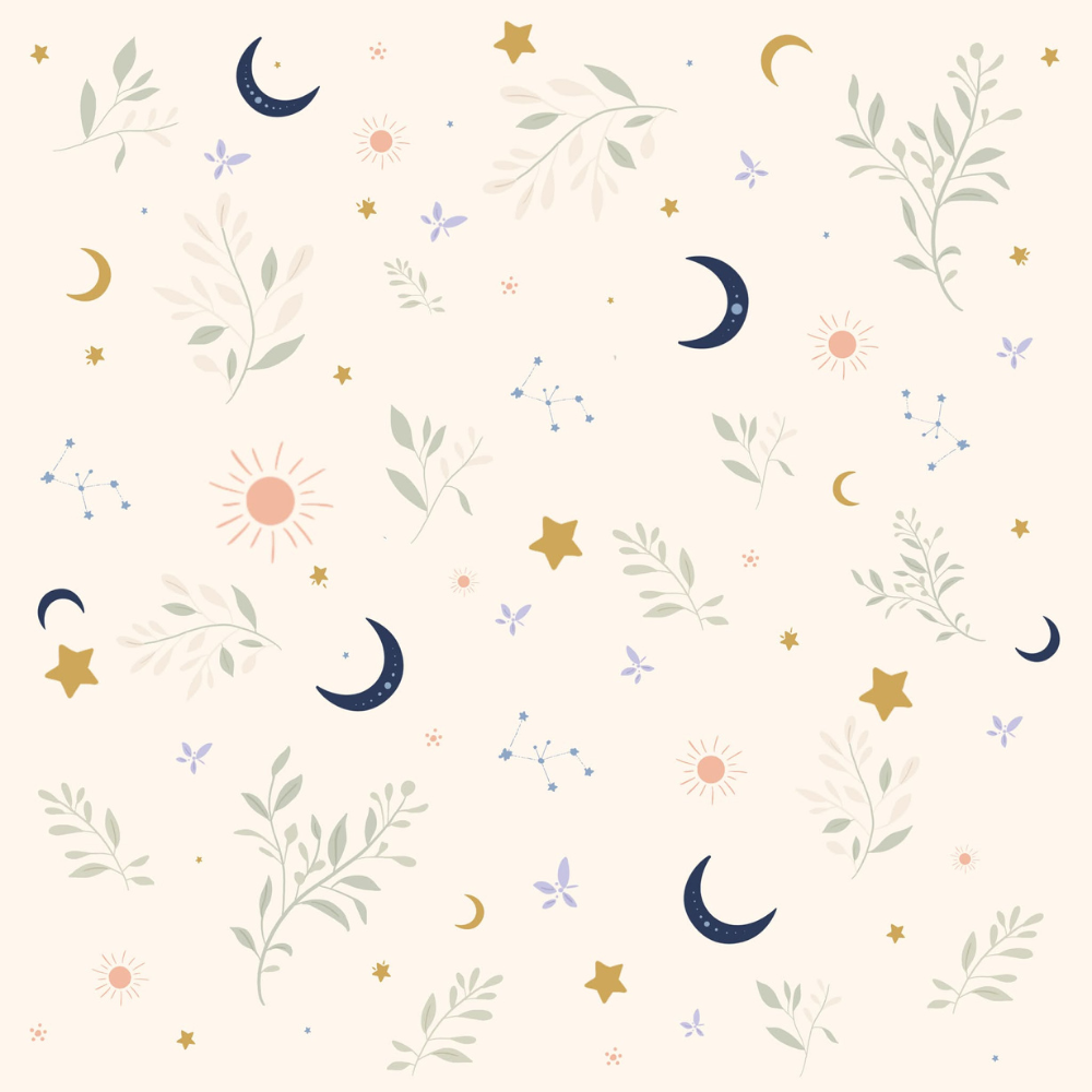 Répétition d'un motif botanique sans couture (seamless pattern) créé pour le design de motifs floraux pour packaging holistique et textile