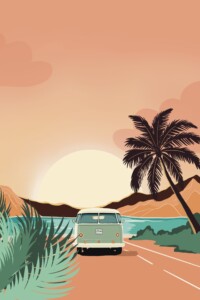 image van life face a la mer coiuché de soleil