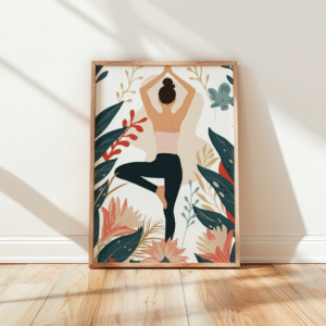 Mockup d’affiche déco avec illustration douce